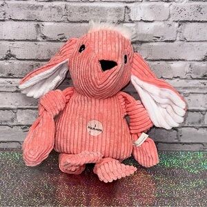 Dog Toy BUNNY Plush Ribbed Knotted Pink White 1 Squeaker 14 Inches NWOT
